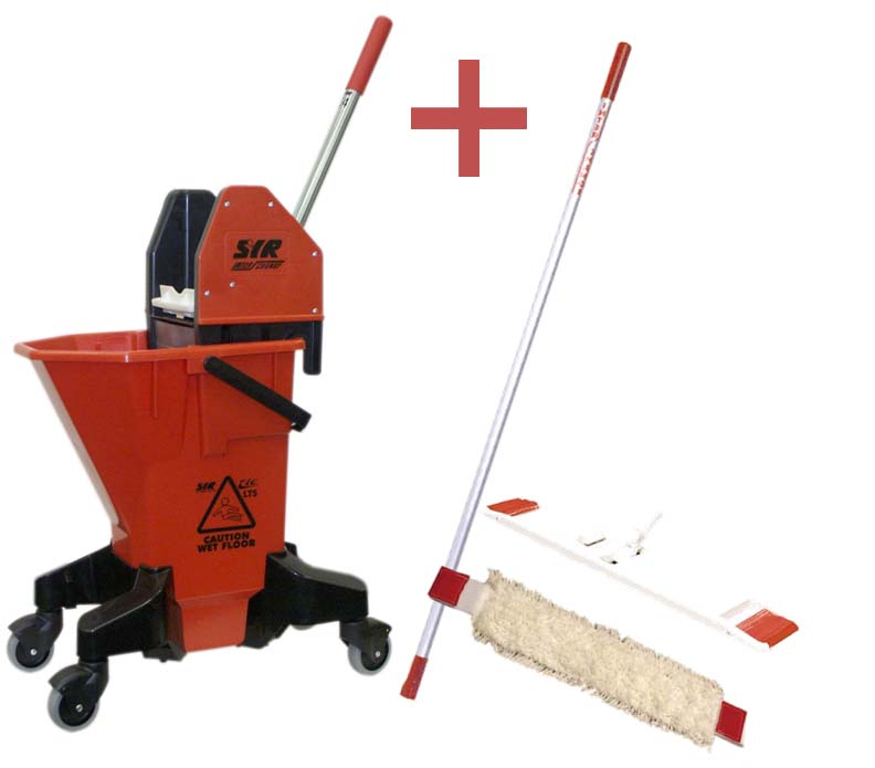 Úklidový vozík LTS/T4 se ždímačem + plochý mop 45 cm