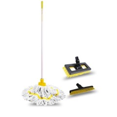 Úklidová sada SYR s  plochým mopem, spárovým kartáčem a rýžákem, žlutá